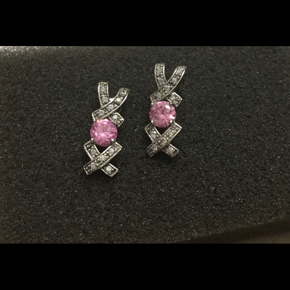 🌺 Vintage Sterling Silver Crystal Earrings